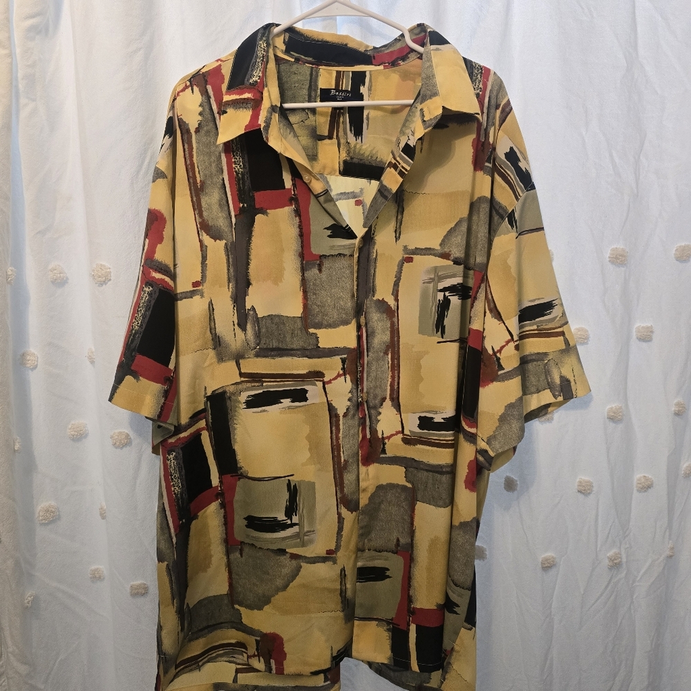 Bassiri Abstract Patterned Mens Button-Up Shirt Size 4xl
